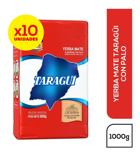 Imagen 1 de 1 de Yerba Mate Taragüi Con Palo 4flex 1 Kg X 10 Unidades