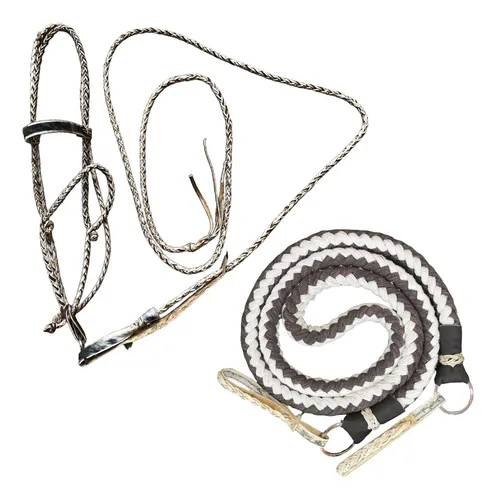 comprar Kit Cabresto Buçal Focinho E Rédea Trançada De Algodão Luxo