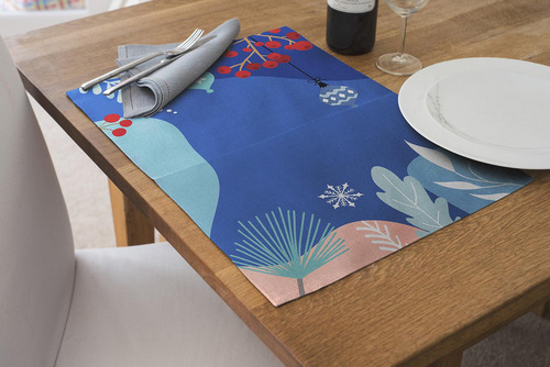 Kit Jogo Americano Para Mesa Posta 6 Und Azul Nav:6009