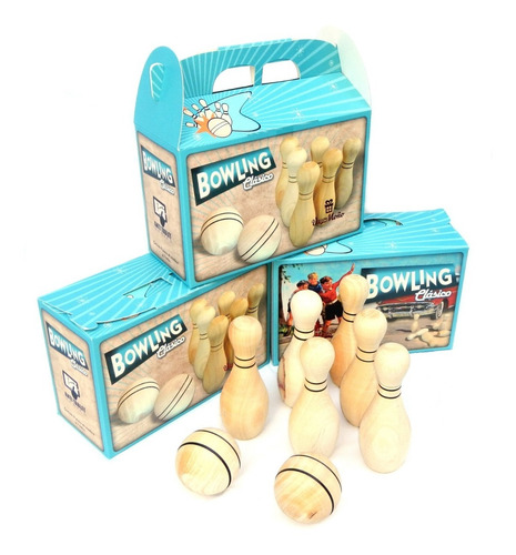 Imagen 5 de 8 de Juego De Bowling Clasico De Madera Bolos Planeta Juguete