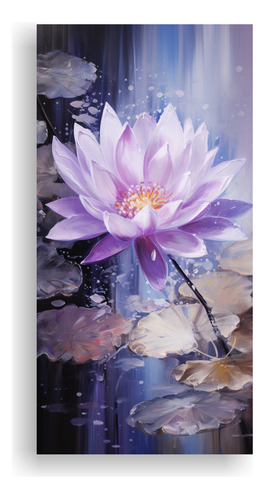30x60cm Cuadro Loto Púrpura Composición Vertical Flores