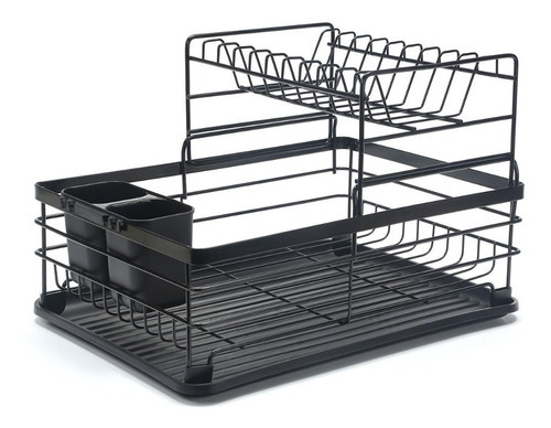 Escurridor Secaplatos Vajilla 2 Pisos Platos Secador Bandeja Color Negro