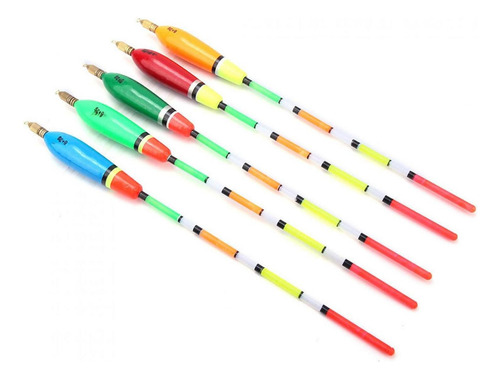 5pcs Flotador De Pesca De Madera Balsa Varios Colores Bobber