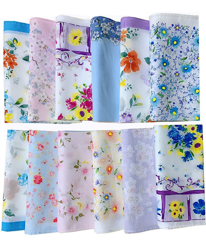 Pañuelo Para Mujer Diseño De Flores 100% Algodón 
