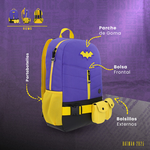 Mochila Dc Comics Batgirl Casual Morado Escudo