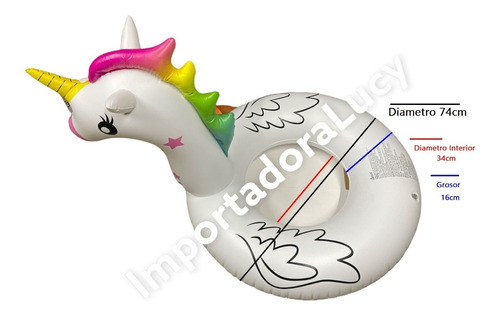 Flotador Unicornio Para Piscina Niños 90 Cm Inflable 