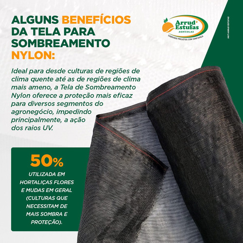 Imagem 3 de 9 de Tela Sombrite Nylon Preta Proteção Estufa Horta 50% 3x88m