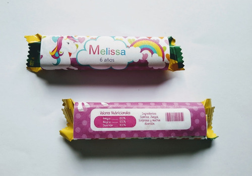 50 Chocolates Recuerdos Personalizados Bocadín - Unicornio