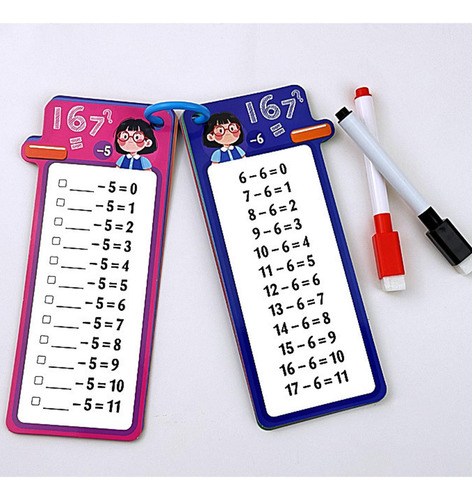 Tarjeta De Flash Mathematics Con 2 Bolígrafos Sustracción