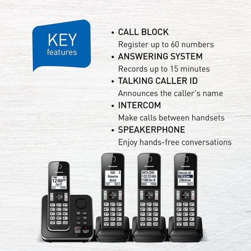 Telefone Panasonic KX-TGD394 sem fio - cor preto
