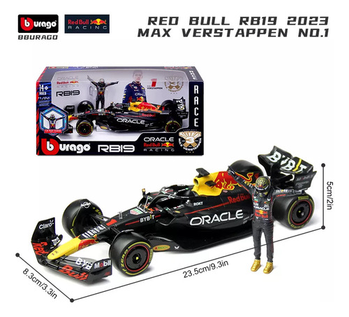 Miniatura F1 Redbull 1/24 Rb19 C/boneco Campeão