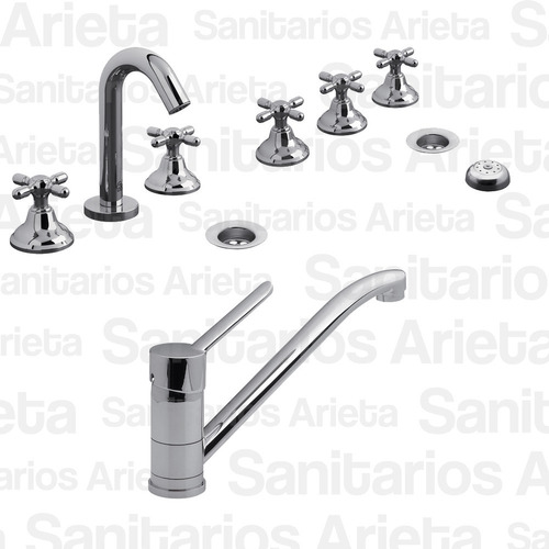 Combo Griferia Fv Newport Lavatorio Bidet + 411.01/b2 Cs13 *