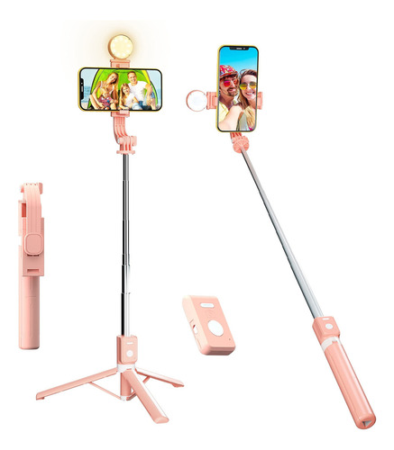 Trípode Para Selfie Stick Con Control Remoto Y Luz Bluetooth