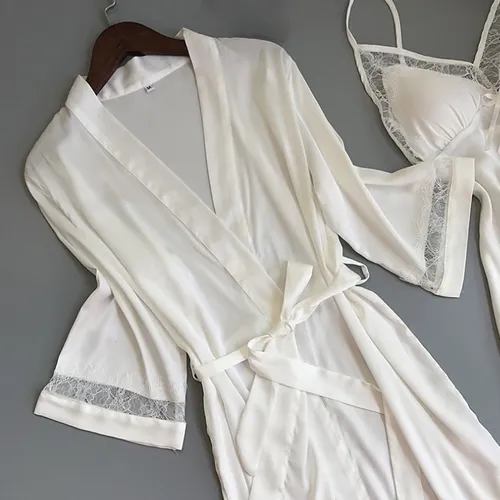 Nuevo Pijama De Seda Satinada Para Mujer, Bata, Ropa Interio