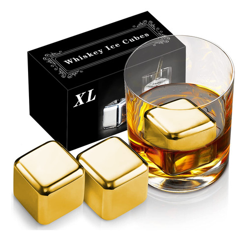 Whiskey Stones Acero Inoxidable - Set Regalo Hombre - 2 Gran