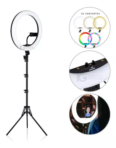 Lámpara De Aro Para Maquillaje Video Foto Profesional Con Base Porta  Celular Incluye Tripie + Selfie