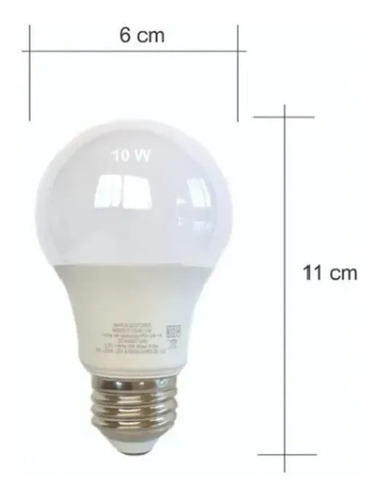 Imagen 3 de 4 de Paq. 10 Foco Led 10w E26 A19 Lampara Candil Farol Watts Frio