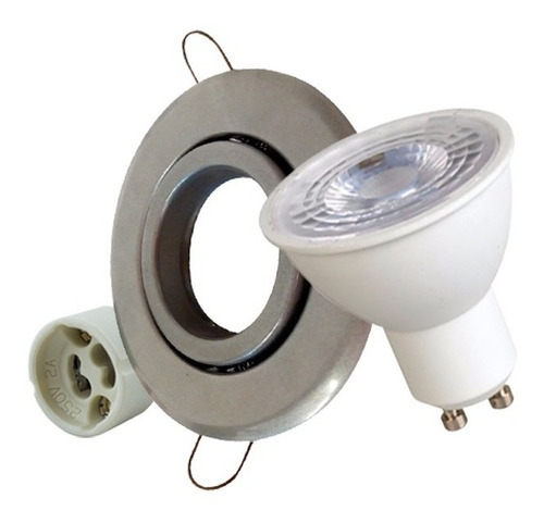 Pack 10 Spot Embutir Led 6w 7w Platil Plateado Simil Acero