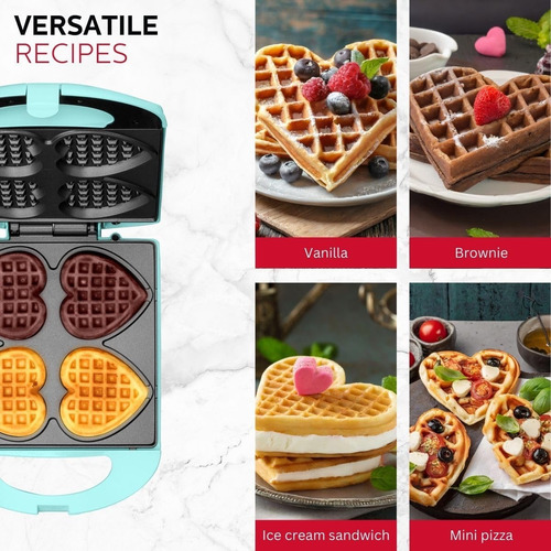 Holstein® Máquina Hacer 4 Waffles Corazón Antiadherente