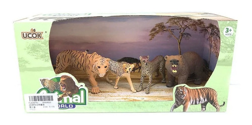 Playset animal figuras World tigre oso cheetah pack x 4
