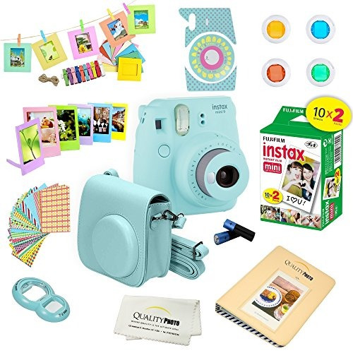 Cámara Fujifilm Instax Mini 9 Azul Hielo Incluida W Un Conj