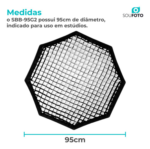 Softbox Octagonal 95cm Bowens Com Grid E Dupla Tela Difusora