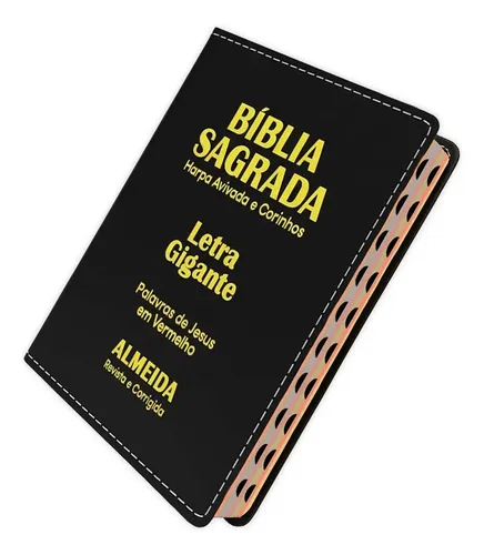 Bíblia Masculina Luxo Preta — com Harpa e índice