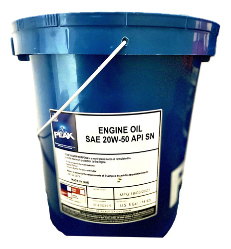 Aceite Para Motor Peak Motor Oil 20w-50 X Balde Importado