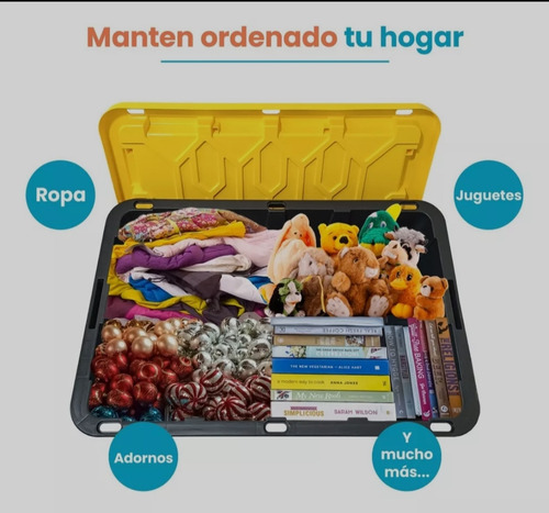2 Cajas Almacenamiento Organizadora 102lts Resistente Tapa