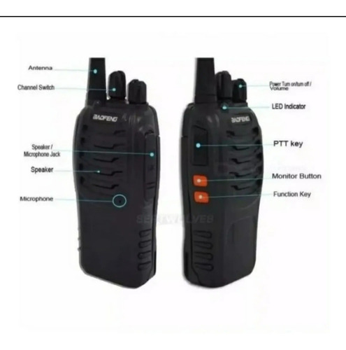 Pack 2 Radios Transmisor Walkie Talkie Baofeng 888s Color Negro Bandas De Frecuencia 400-470 Mhz