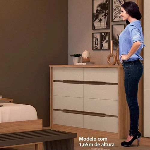 Imagem 5 de 5 de Comoda Urban 8 Gavetas Imbuia Naturale/off White - Lopas