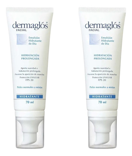 Combo X2 Dermaglos Facial Hidratante Fps 20 Piel Mixta 70 Ml