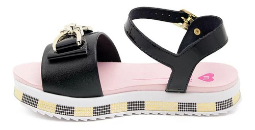 Sandália Infantil Molekinha Flatform Laço Metal - Preto