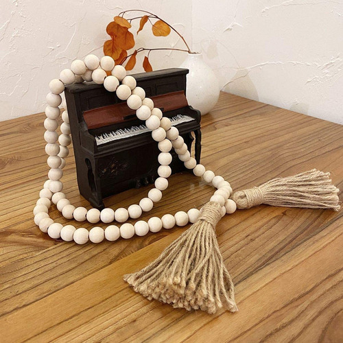Bohemian Style Tassel Natural Wood Bead Garland Large Wall H