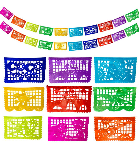 Papel Picado Decoraciones Mexicana Tema Coco 9.75 Metros