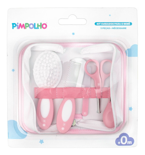 Kit Higiene Infantil 5 Pçs E Necessaire Rosa Pimpolho 92561