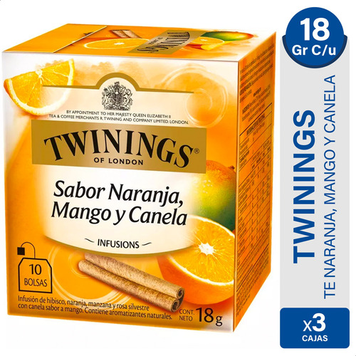 Te Twinings Naranja Mango Canela - X3 Cajas X10 Sobres C/u