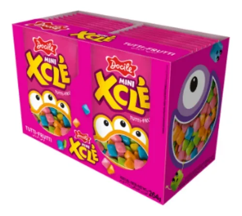 Chiclete Docile Mini Xclé Tutti Frutti Com Açucar Sem Glúten 11 G...