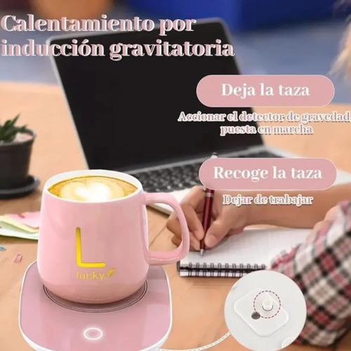 Taza Cerámica Lucky Warm Con Calentador - 400 Ml Set 1 Verde Oscuro Liso