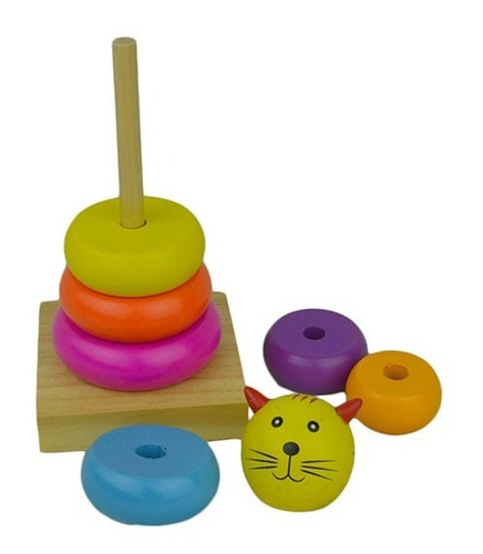 Juego De Aros Apilables De Madera Montessori