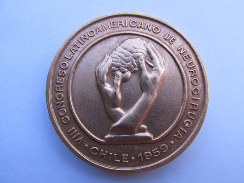 Antigua Medalla Congreso Neurocirugia Chile 1959 Escasa Rara