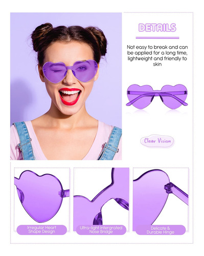 Anteojos De Sol Con Forma De Corazón,16 Pares De Lentes De