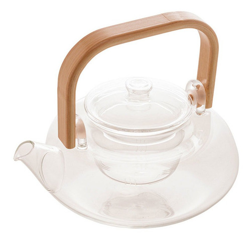 Chaleira De Vidro Alça Bambu Resistente Ao Calor 800ml Wolff