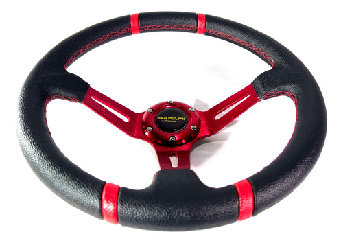 Volante Deportivo Centro Desplazado Negro & Rojo 35cm V320