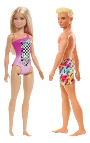 Ken Playa Y Barbie Traje De Baño 