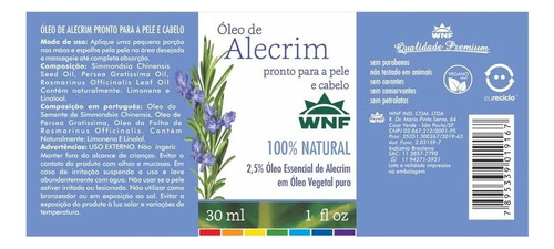 Kit Óleo De Alecrim Pronto Para Pele E Cabelo Wnf 30ml 2uni