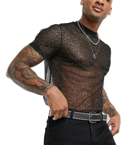 Playera Sexy Para Hombre, Estilo Fashion Nightclub Party Par