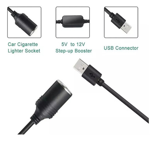 A Adaptador De 5 V A 12 V For Encendedor De Coche, Macho A