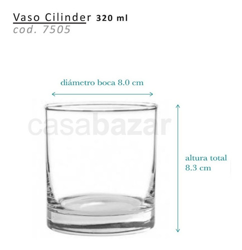 Imagen 2 de 6 de Vaso Whisky Cylinder Vidrio Nadir 320 Ml X 1 Unidad