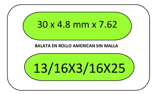 Balata Trasera En Rollo American  De 13/16x3/16x25 Sin Malla